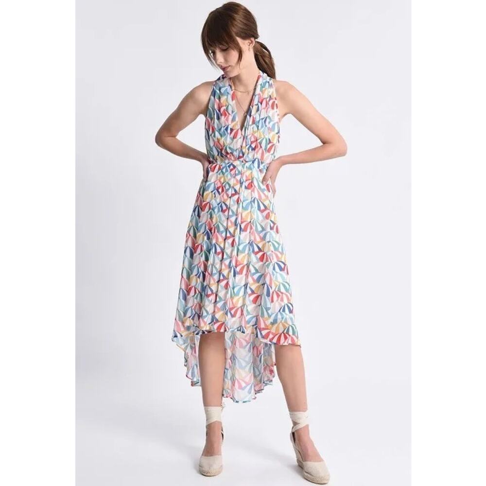 Molly Bracken Parasol Umbrella Printed High Low Midi Dress Size Small